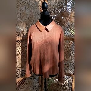 sioni milano Rust Orange Collared Sweater_large